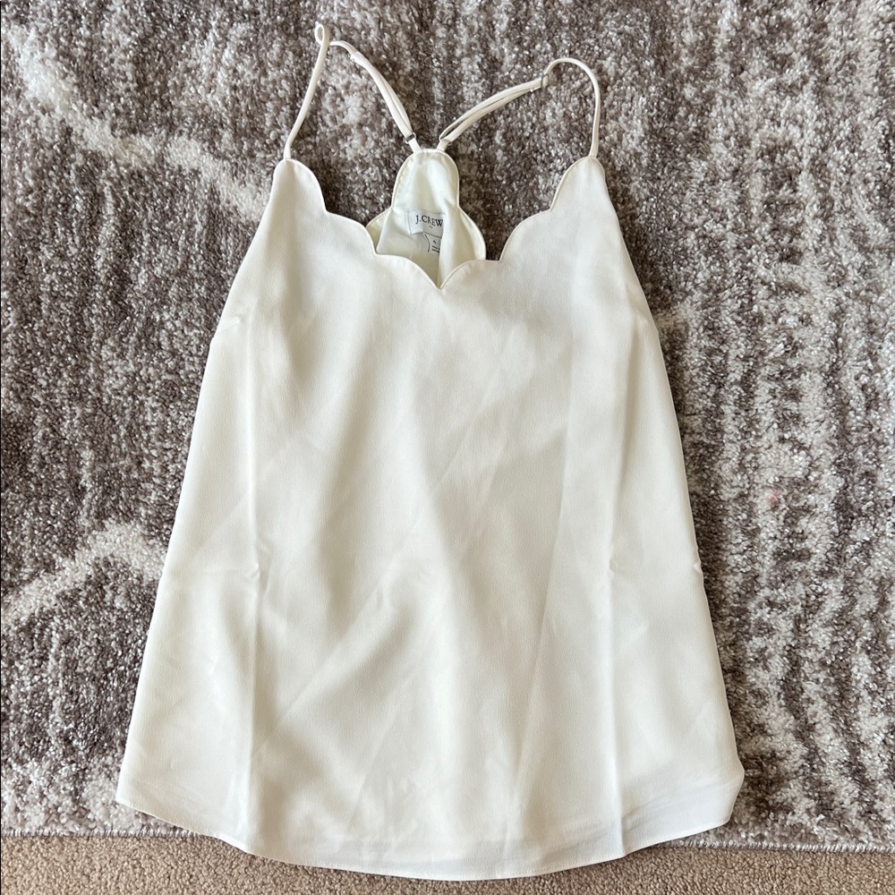 J. Crew Scalloped White Racerback Blouse Tank